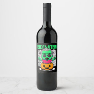 Etiqueta Para Botella De Vino Halloween anti-Joe Biden, curioso político sarcást