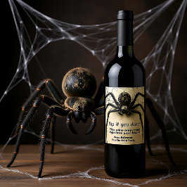 Etiqueta Para Botella De Vino HALLOWEEN Bash de araña de hormigón de espina pers