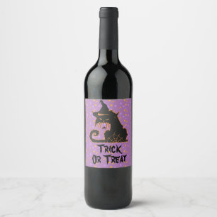 Etiqueta Para Botella De Vino Halloween Black Cat Fiesta Confetti
