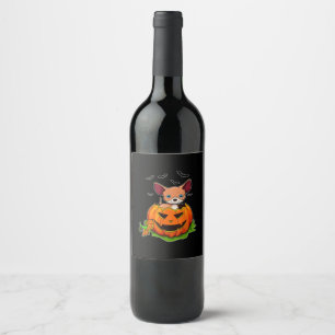 Etiqueta Para Botella De Vino Halloween Chihuahua Perros Amantes de la Calabaza