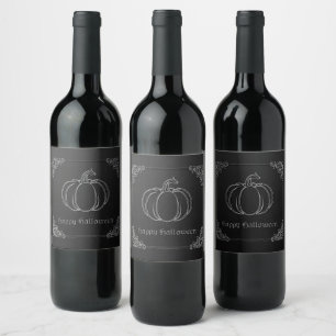 Etiqueta Para Botella De Vino Halloween de calabaza de plata