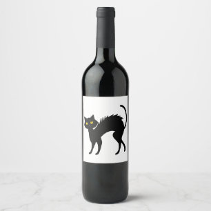 Etiqueta Para Botella De Vino Halloween de gato negro - Camiseta de gatos negros