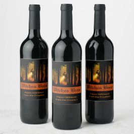 Etiqueta Para Botella De Vino Halloween de Haunted Forest