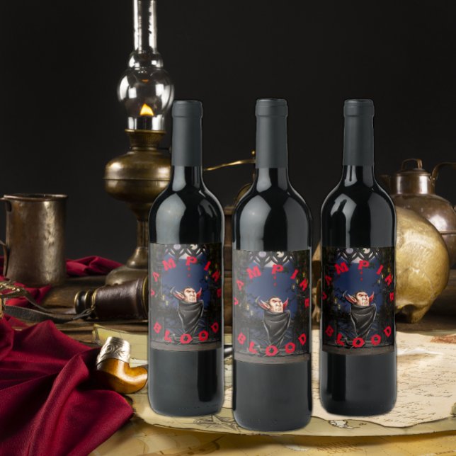 Etiqueta Para Botella De Vino Halloween de sangre de vampiros (Subido por el creador)