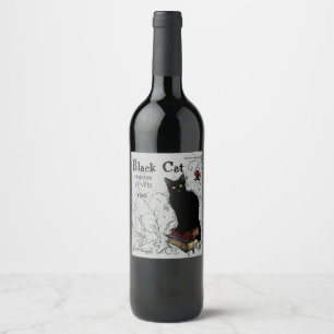 Etiqueta Para Botella De Vino Halloween del Black Cat Poison Punch