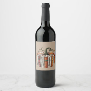 Etiqueta Para Botella De Vino Halloween del libro de calabazas otoño Lover Bookt