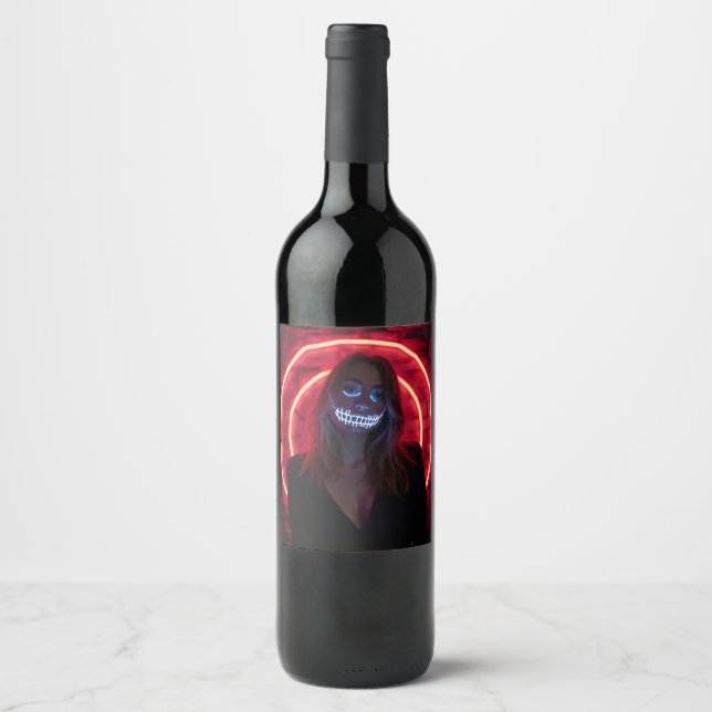 Etiqueta Para Botella De Vino Halloween dulce contigo (Anverso)