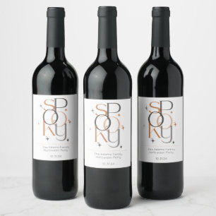 Etiqueta Para Botella De Vino Halloween estético modernista y retro fantasmal