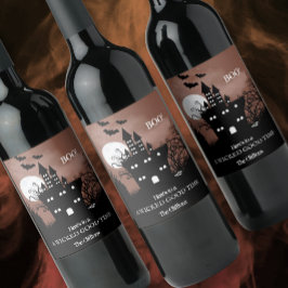 Etiqueta Para Botella De Vino Halloween Haunted House