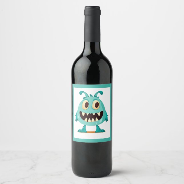 Etiqueta Para Botella De Vino Halloween/Monstruo/personalizado (Anverso)