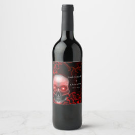 Etiqueta Para Botella De Vino Halloween negro rojo floral oscuro moreno gótico d