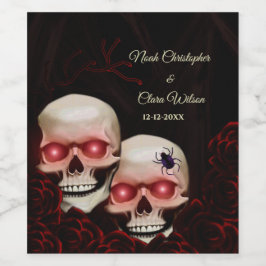 Etiqueta Para Botella De Vino Halloween negro rojo floral oscuro moreno gótico d