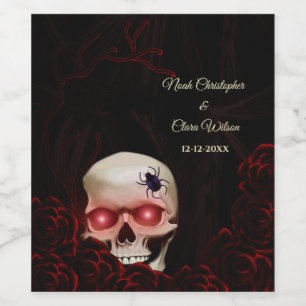 Etiqueta Para Botella De Vino Halloween negro rojo floral oscuro moreno gótico d