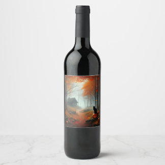 Etiqueta Para Botella De Vino Halloween/otoño/otoño/otoño/calabaza/gato