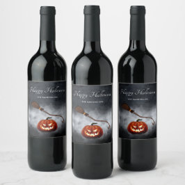 Etiqueta Para Botella De Vino Halloween Scary Evil Pumpkin personalizado