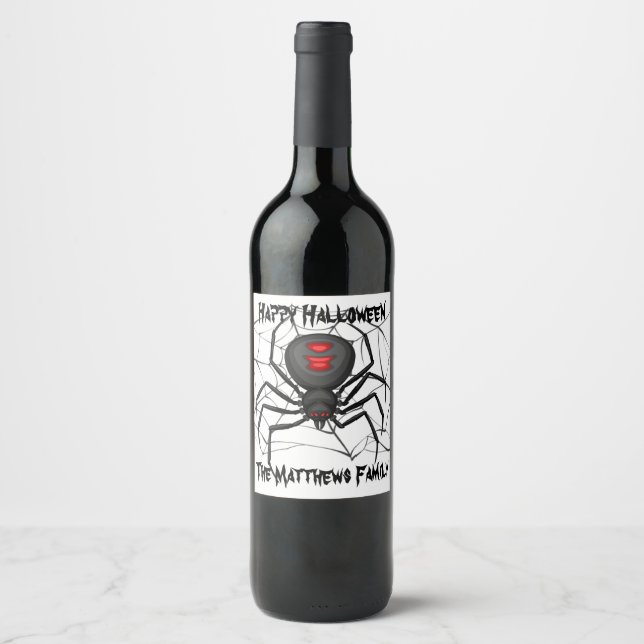 Etiqueta Para Botella De Vino Halloween Spider (Anverso)