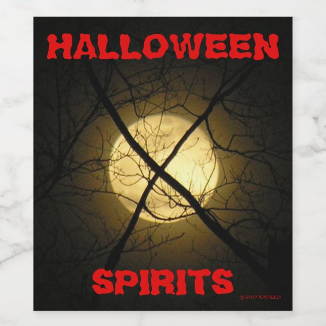 ETIQUETA PARA BOTELLA DE VINO HALLOWEEN SPIRITS (Etiqueta única)
