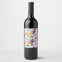 Etiqueta Para Botella De Vino Halloween Whimsy