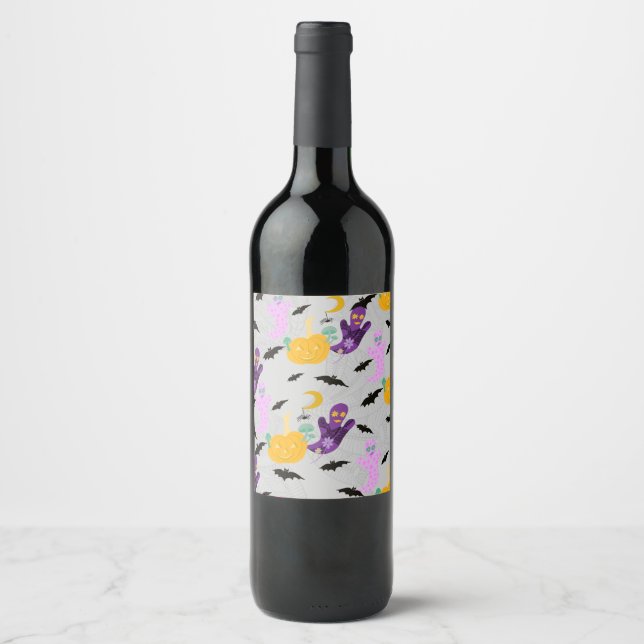 Etiqueta Para Botella De Vino Halloween Whimsy (Anverso)