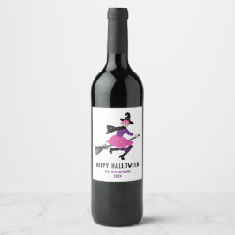 Etiqueta Para Botella De Vino Halloween Witch Wine Fiesta