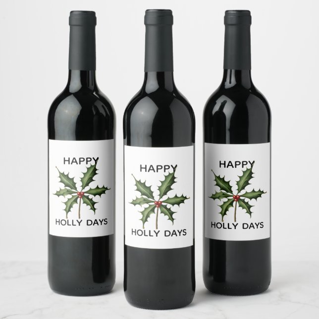 ETIQUETA PARA BOTELLA DE VINO HAPPY HOLLY DAYS (Botellas)
