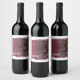Etiqueta Para Botella De Vino Happy Purim Wine Labs for Purim Fiesta
