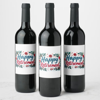 Etiqueta Para Botella De Vino  Happy Retirement Sticker
