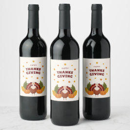 Etiqueta Para Botella De Vino Happy Thanksgiving Autumn Pumpkin