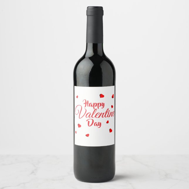 Etiqueta Para Botella De Vino Happy Valentine Day  (Anverso)