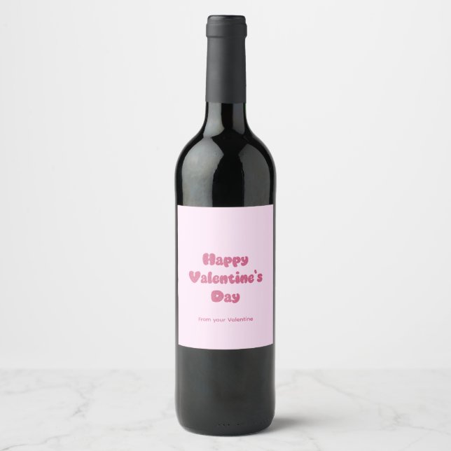 Etiqueta Para Botella De Vino Happy Valentine's Day Glitter (Anverso)