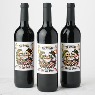 Etiqueta Para Botella De Vino Hasta que la muerte nos haga parte: Bride & Groom