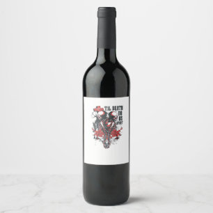 Etiqueta Para Botella De Vino Hasta que la muerte nos separe – Arte de esqueleto