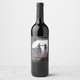 Etiqueta Para Botella De Vino Hasta que la Muerte nos Separe Save the Date Rosa 