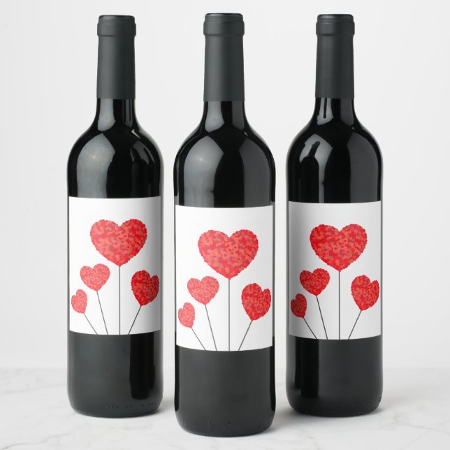 Etiqueta Para Botella De Vino Heart Balloons Illustration Design (Botellas)