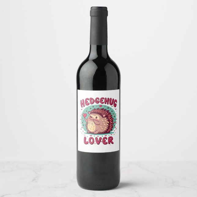 Etiqueta Para Botella De Vino Hedgehug Lover (Anverso)