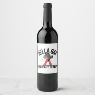 Etiqueta Para Botella De Vino Hella Gay y listo para paralizar divertida LGBTQ