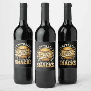 Etiqueta Para Botella De Vino Hermano de Sóftbol Divertido Snacks Deportes