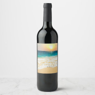 Etiqueta Para Botella De Vino Hermosa foto de Summer Beach Sunset