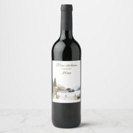 Etiqueta Para Botella De Vino Hermosa vista del lago italiano Como