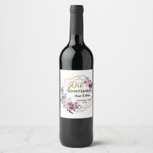 Etiqueta Para Botella De Vino Hermoso aniversario personalizado 50
