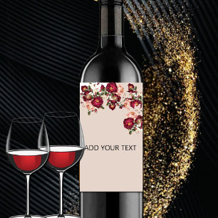 Etiqueta Para Botella De Vino Hermoso Boda de Roses Blancos Roses Roses Roses Ro