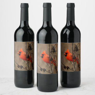 Etiqueta Para Botella De Vino Hermoso cardenal del norte