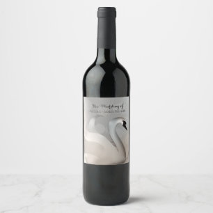 Etiqueta Para Botella De Vino Hermoso Cisne Blanco y Plateado Elegante Vino Pers