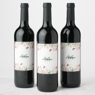 Etiqueta Para Botella De Vino Hermoso ramo de flores silvestres de primavera con
