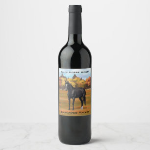 Etiqueta Para Botella De Vino Hermoso Stallion de caballos del Barrio Negro