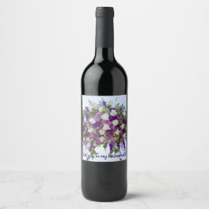 Etiqueta Para Botella De Vino Hermoso vino de novias morado y blanco