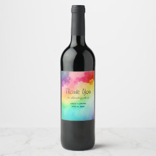 Etiqueta Para Botella De Vino Hermosos colores arcoiris Resumen Diseño Gracias