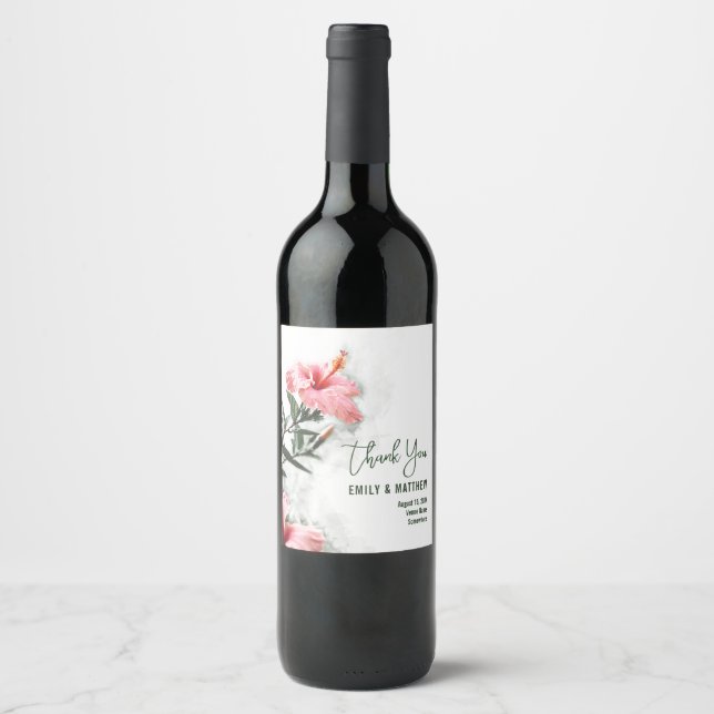 Etiqueta Para Botella De Vino Hibisco Tropical (Anverso)