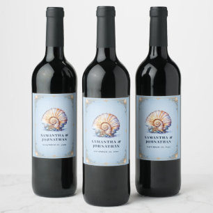 Etiqueta Para Botella De Vino Hielera de lujo con nombre de conchas de playa hec