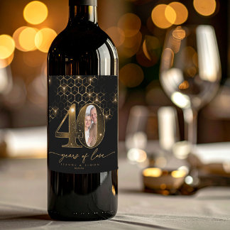 Etiqueta Para Botella De Vino Highlights Foto del aniversario 40 de oro ID1165